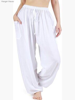 High-Waisted Harem Yoga Pants with Pockets, Lightweight Rayon Fabric